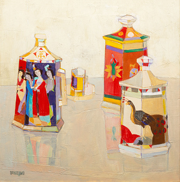 "Chinese cups on a pearl background", 2009